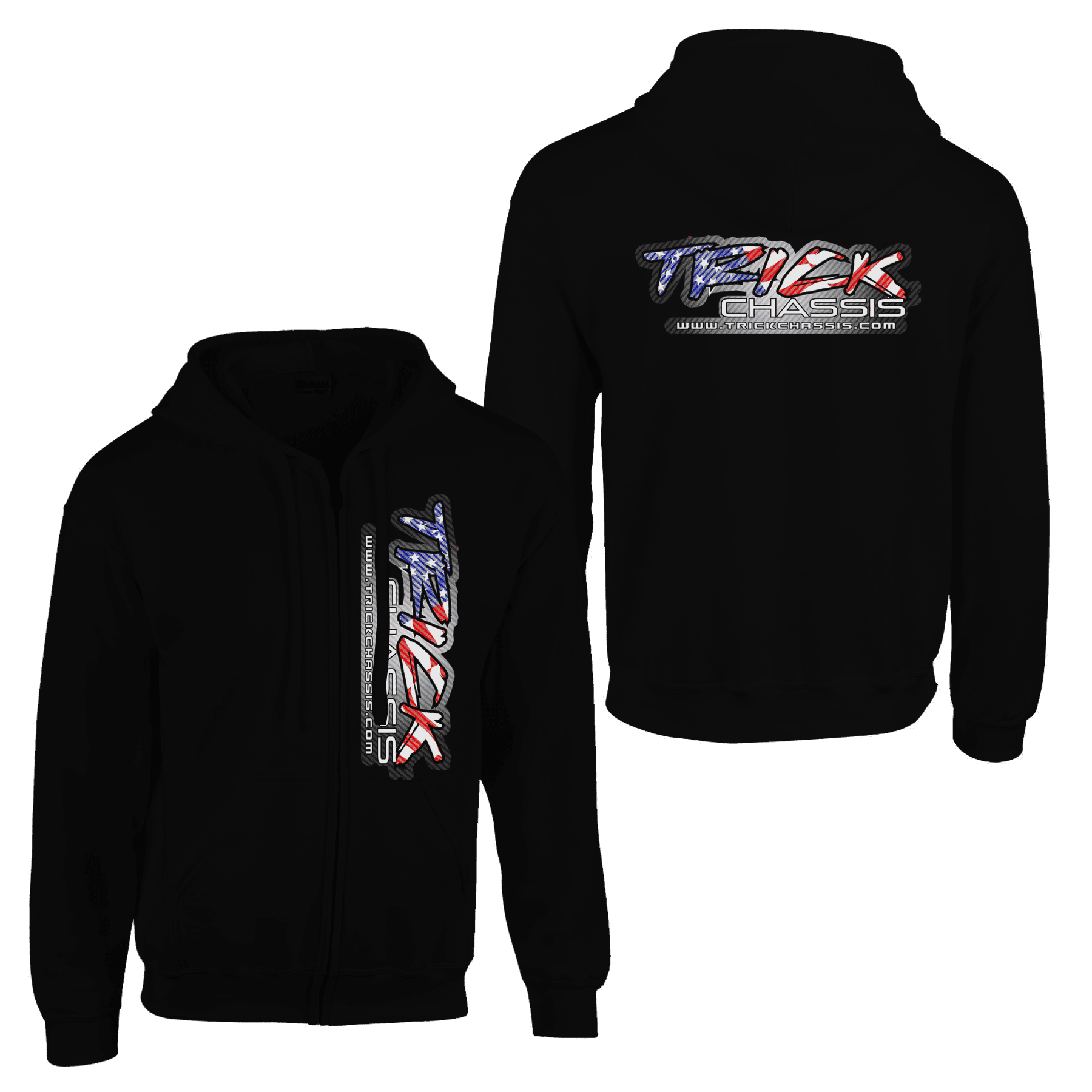 Trick Chassis Carbon Flag Full Zip Preview Black Hoodies - Image 1
